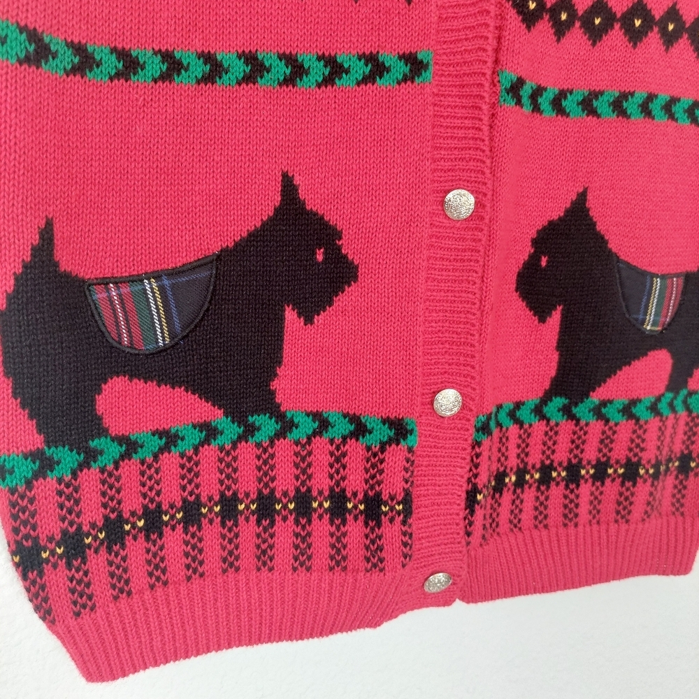 Alfred Dunner Vintage Scottie Dog Novelty Sweater Vest Size Medium Petite - Picture 2 of 8